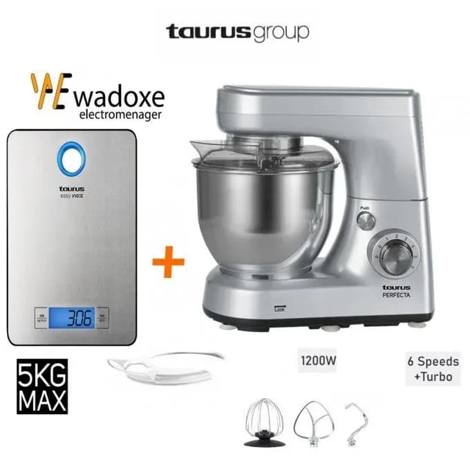 Pétrin électrique PERFECTA 1200 W + balance de cuisine numérique - TAURUS
