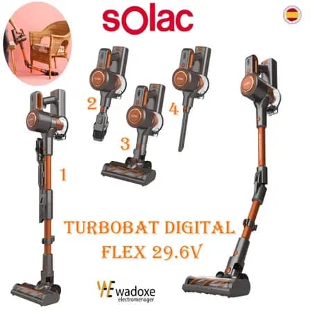 Aspirateur élégant 4 en 1 sans fil avec puissante batterie lithium 29,6 V - SOLAC