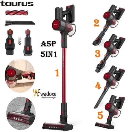 Aspirateur balai sans fil 4 en 1, filtre inox + batterie lithium - TAURUS