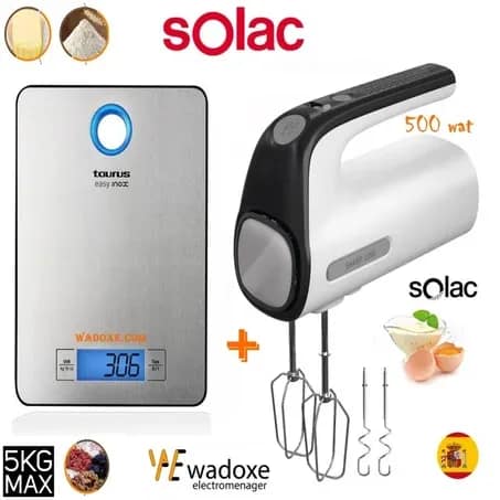 Batteur électrique à main + balance de cuisine inox - WADOXE