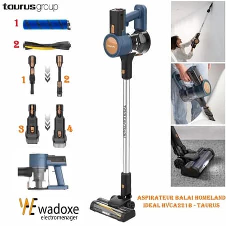 Aspirateur sans fil Taurus Homeland Ideal HVCA221B, un nettoyage puissant et facile dans toute la maison