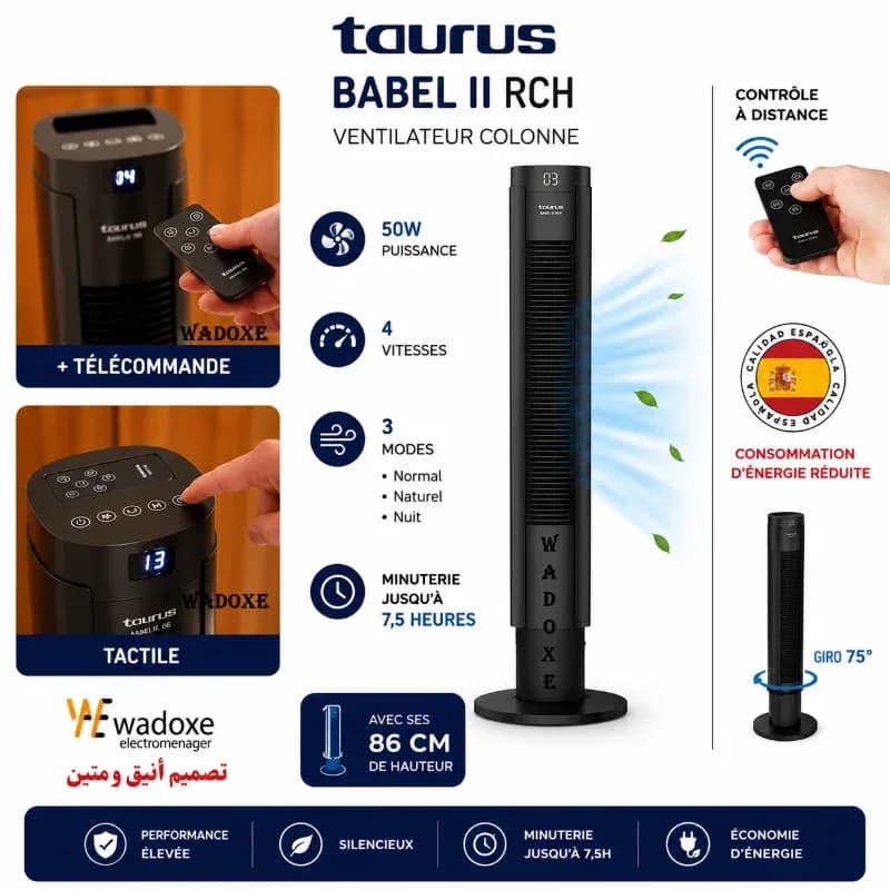 Ventilateur colonne Babel II numérique avec télécommande - TAURUS
