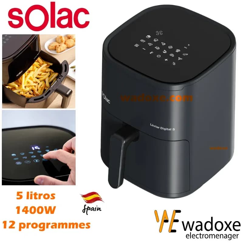 Friteuse à air sans huile 5 L, 12 programmes - garantie 2 ans - SOLAC