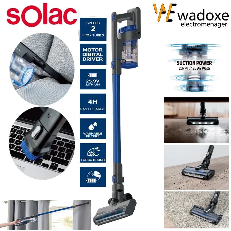 Aspirateur balai sans fil, filtre inox, 80 000 tr/min - SOLAC